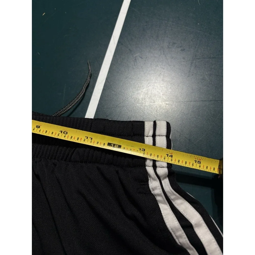 Vintage Adidas Shorts Black Soccer Running Men's Medium White Striped Y2K